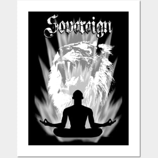 Meditating Sovereign Warrior with Powerful Lion Spirit Posters and Art